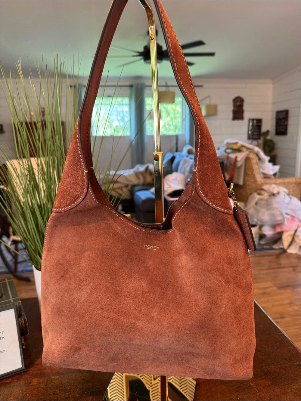 Coach Suede Shoulder Bag in Rust